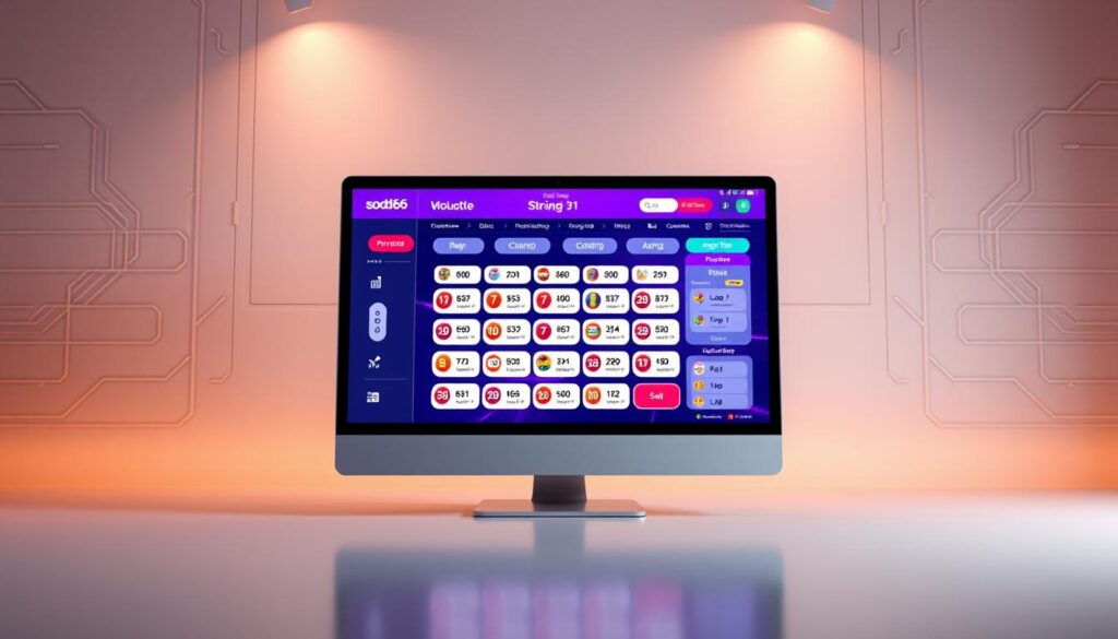 A sleek and modern online lottery platform, sodo66, showcases its flagship service - online lô đề. Set against a minimalist, technology-inspired backdrop, the platform's interface is prominently displayed, inviting users to navigate its intuitive design. Vibrant colors and clean lines convey a sense of professionalism and trustworthiness, crucial for an online gambling service. The scene is illuminated by warm, diffused lighting, creating a welcoming atmosphere. Camera angles emphasize the platform's user-friendly layout, drawing the viewer's attention to the core functionality of placing lô đề bets securely and conveniently. An overall sophisticated and polished aesthetic reflects sodo66's position as a leading provider of reliable online lô đề services in Vietnam.